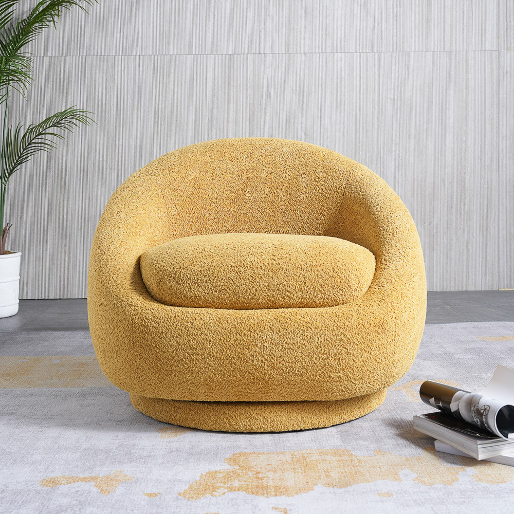 Crockett Yellow Boucle Swivel Barrel Chair