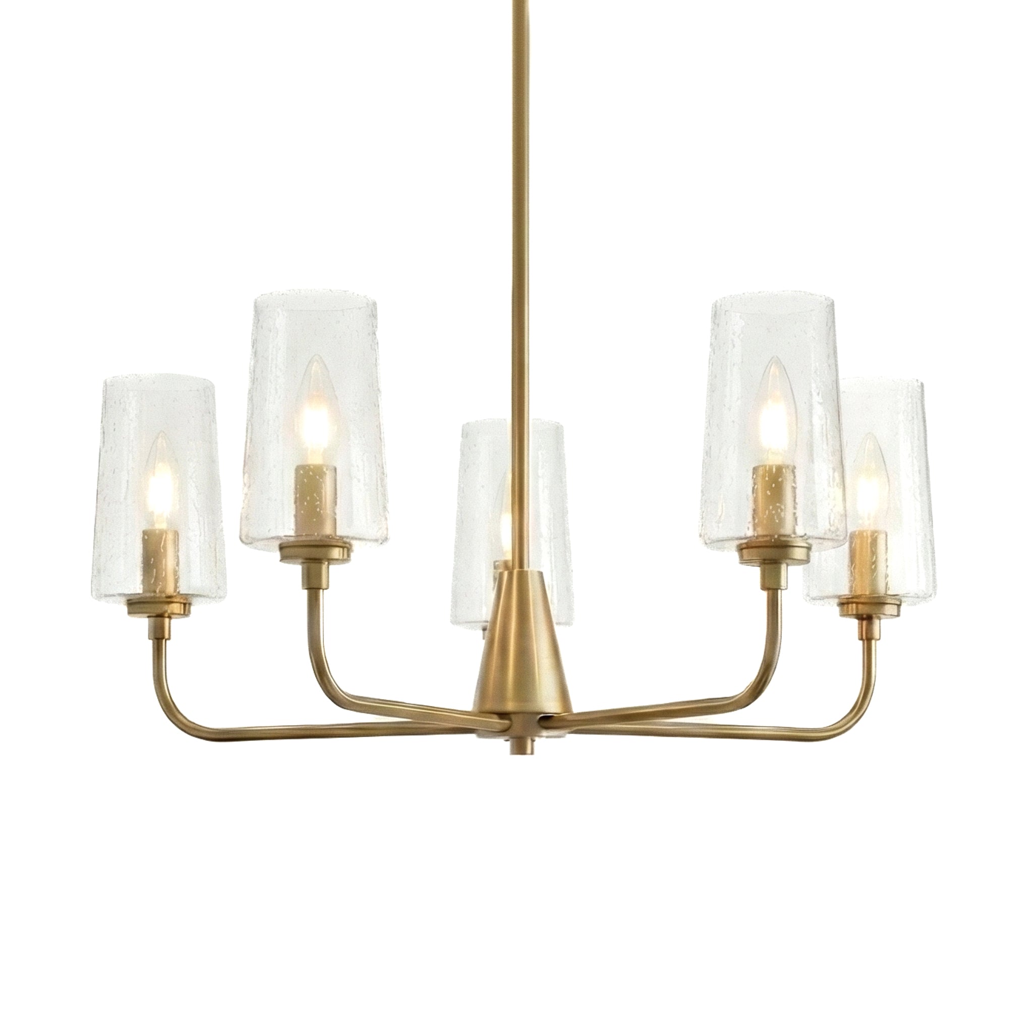 Dazzle 5-Light Chandelier in Satin Brass with Clear Seeded Glass | MidinMod