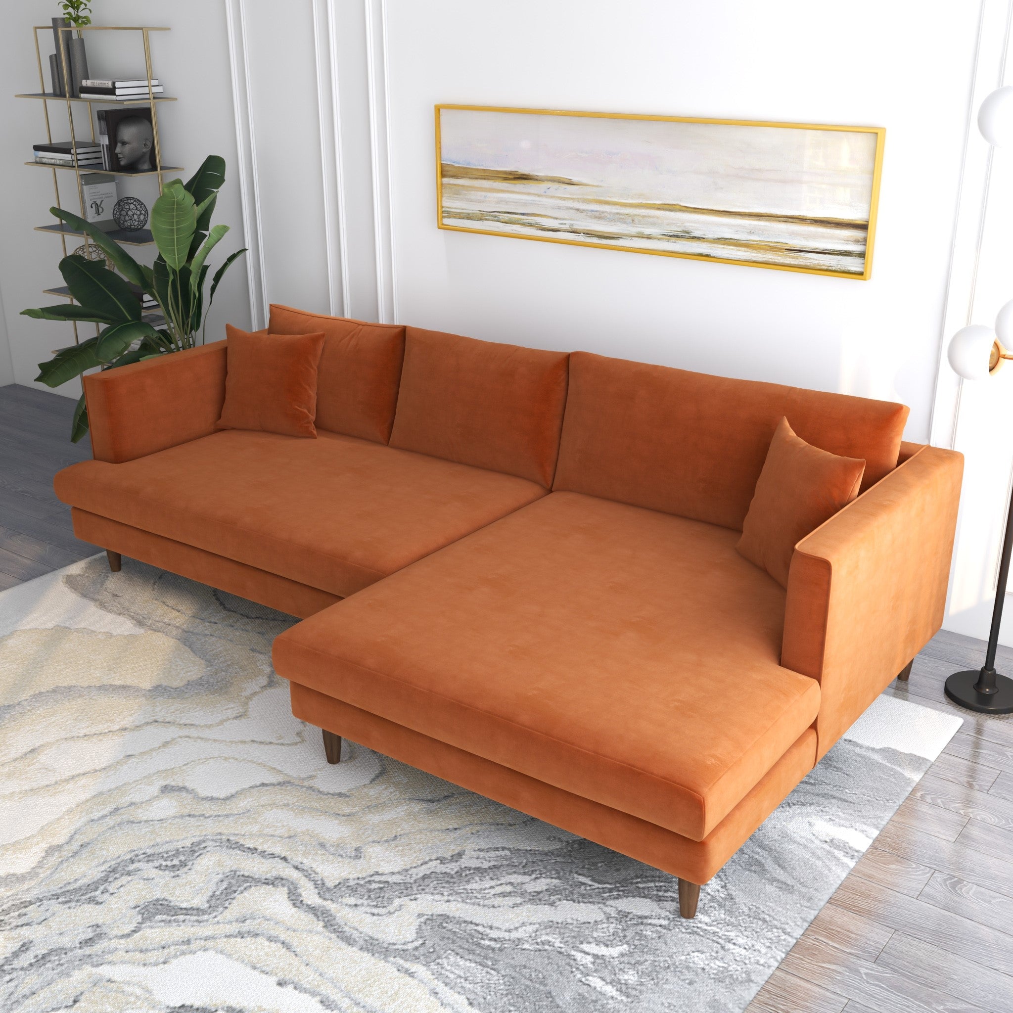 Delano Mid-Century Modern Velvet Sectional Sofa - MidinMod
