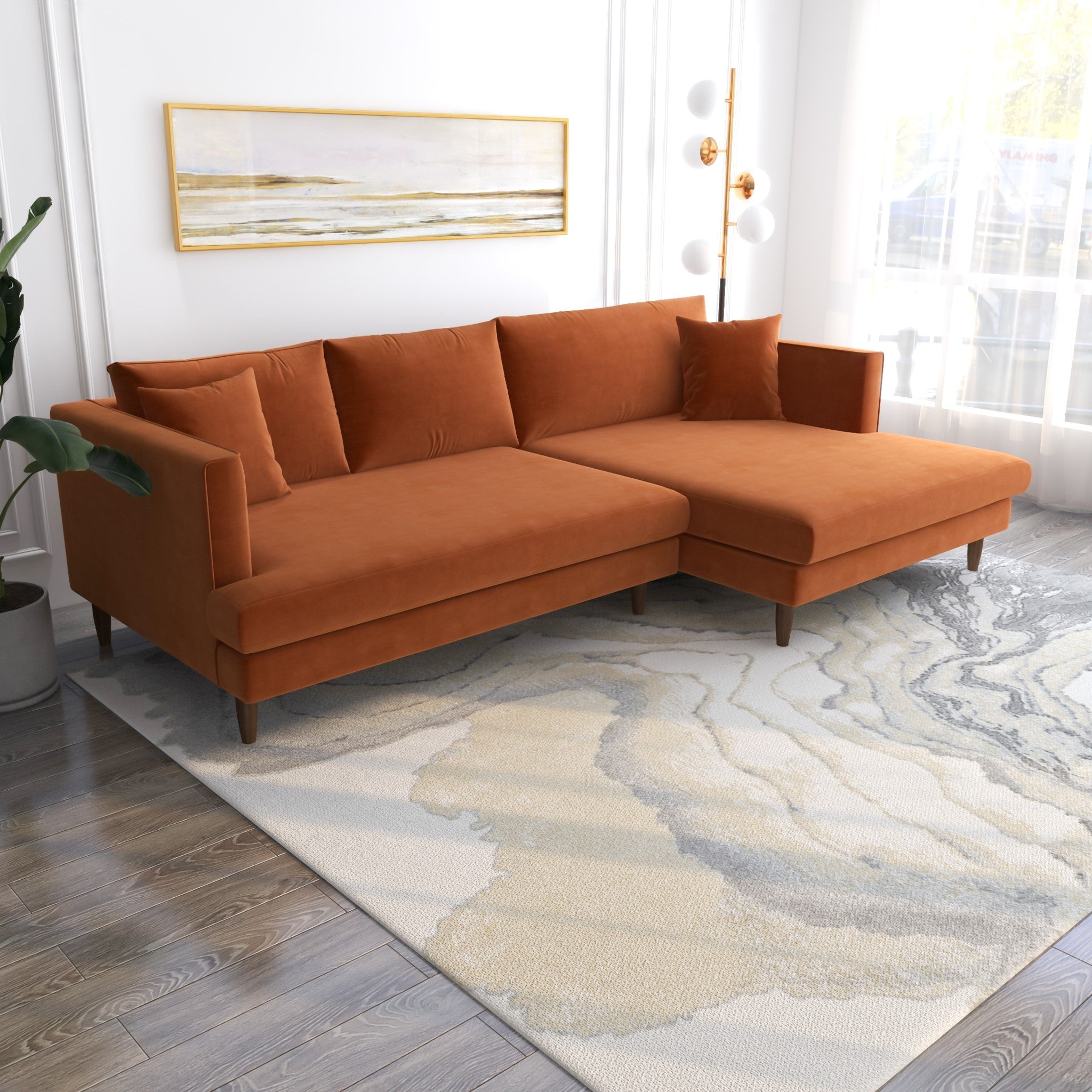 Delano Mid-Century Modern Velvet Sectional Sofa - MidinMod