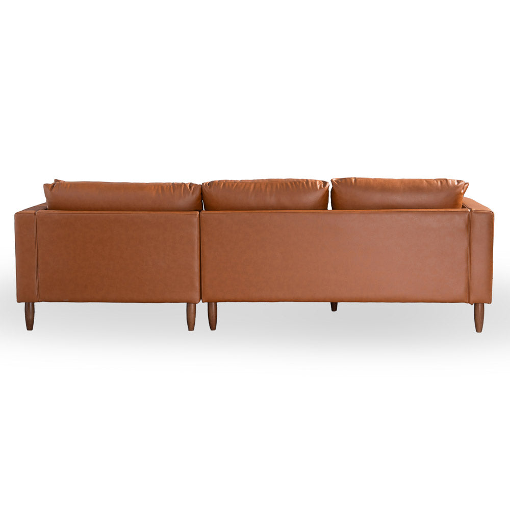 Delano Cognac Vegan Leather Sectional Sofa - Mid In Mod