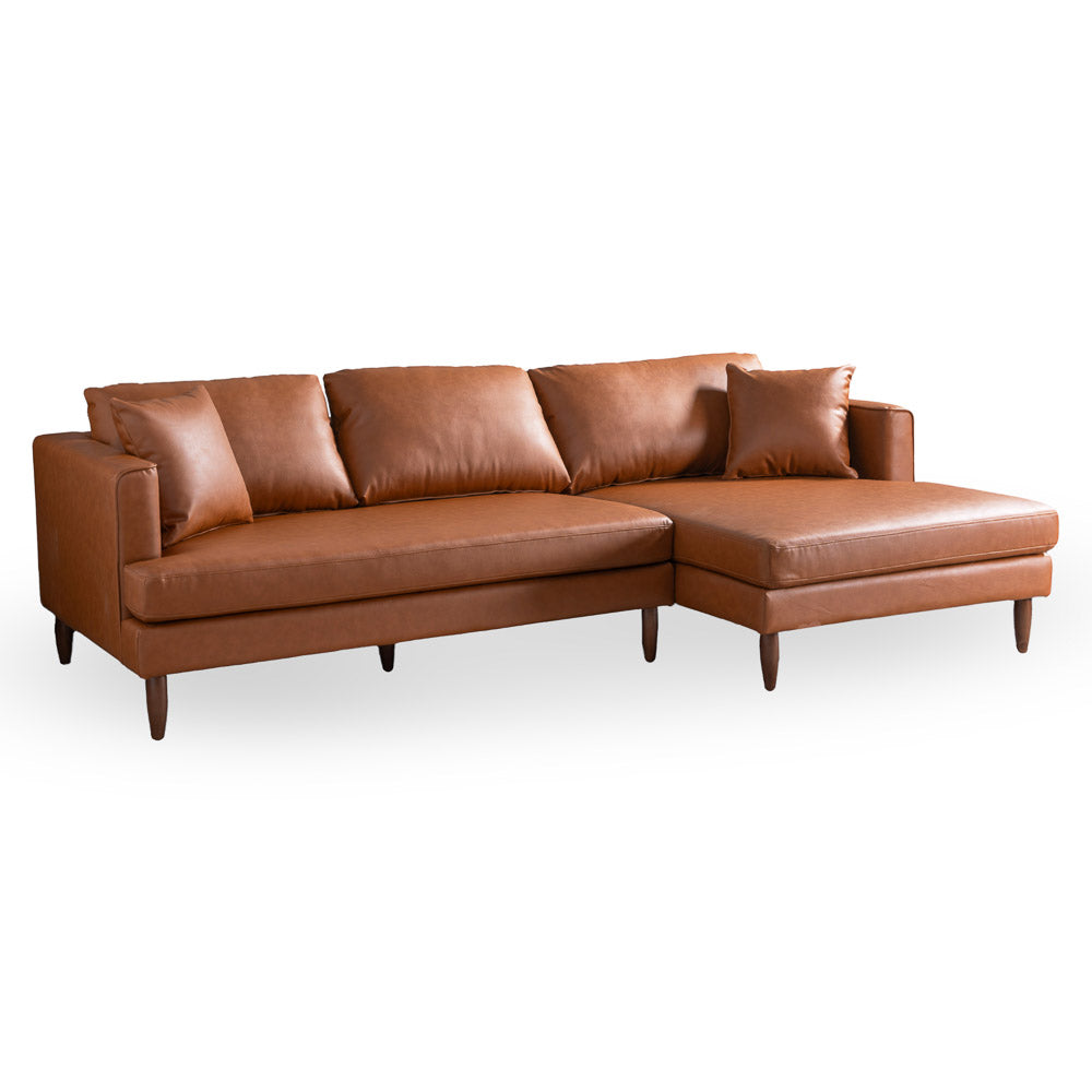 Delano Cognac Vegan Leather Sectional Sofa - Mid In Mod