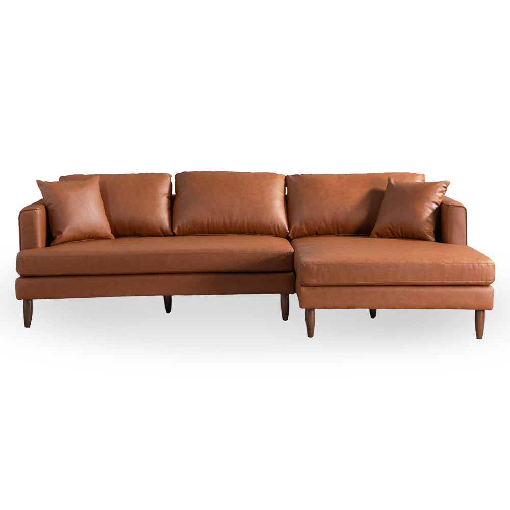 Delano Cognac Vegan Leather Sectional Sofa - Mid In Mod