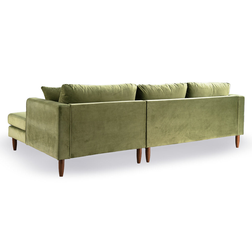 Delano Olive Green Velvet Sectional Sofa - Mid In Mod