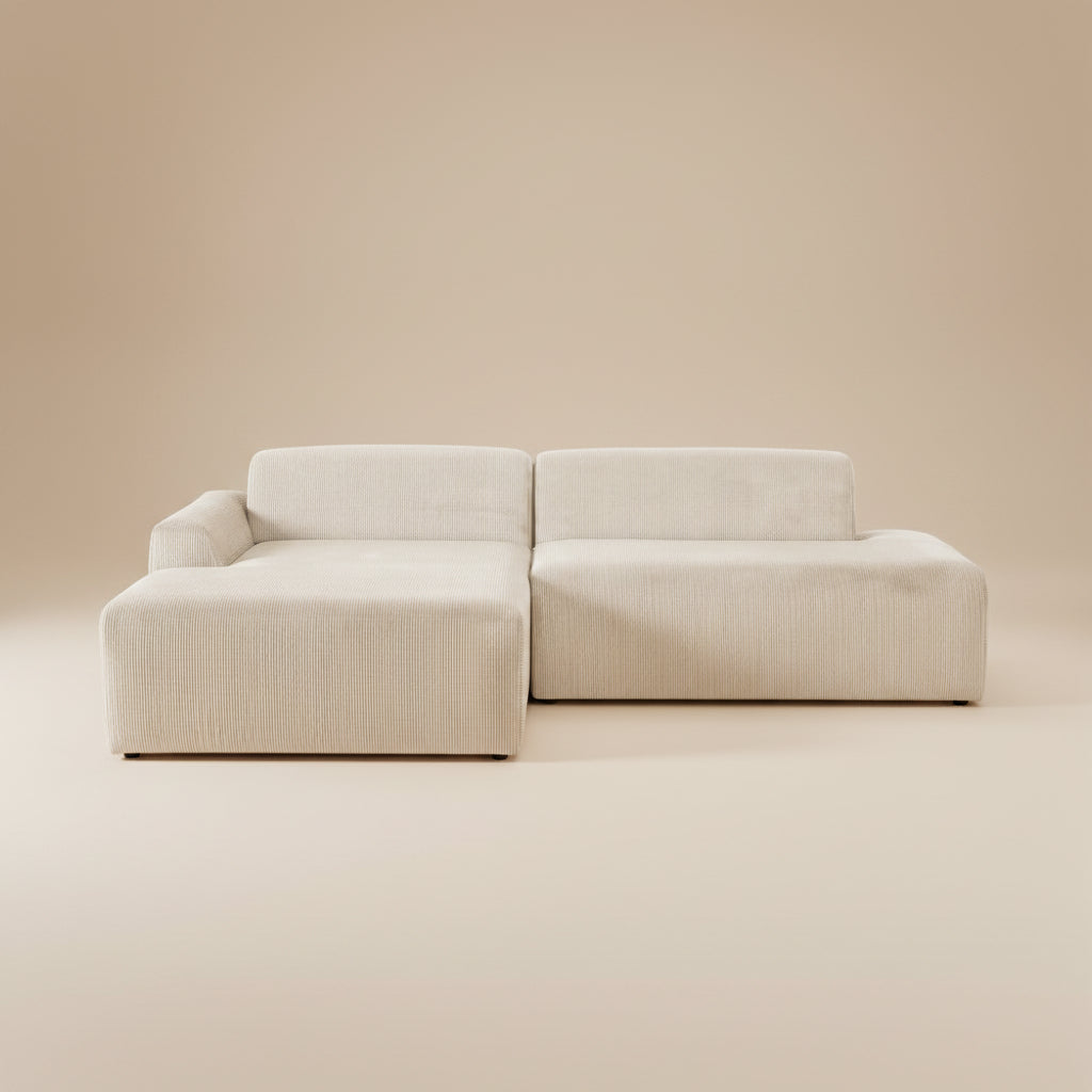 Dexter Cream Corduroy Sectional Left Facing Chaise - MidinMod