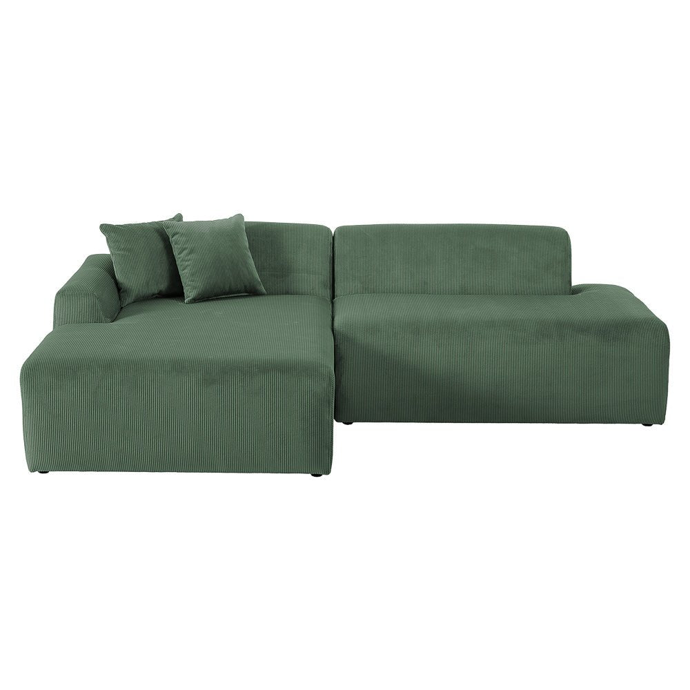 Dexter Green Corduroy Sectional Left Facing Chaise - MidinMod