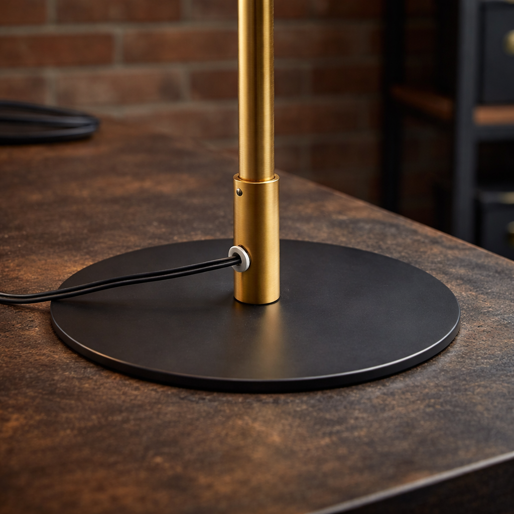 Dimond LED Table Lamp | Sleek Black with Round Metal Base | MidinMod