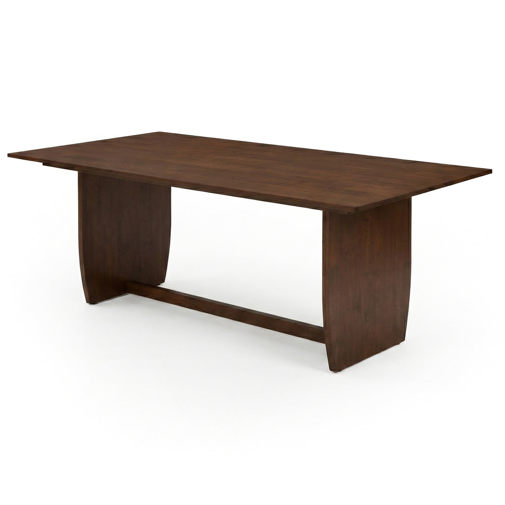 Donna Solid Wood Dining Table with Sculptural Trestle Base – Walnut Finish | MidinMod |