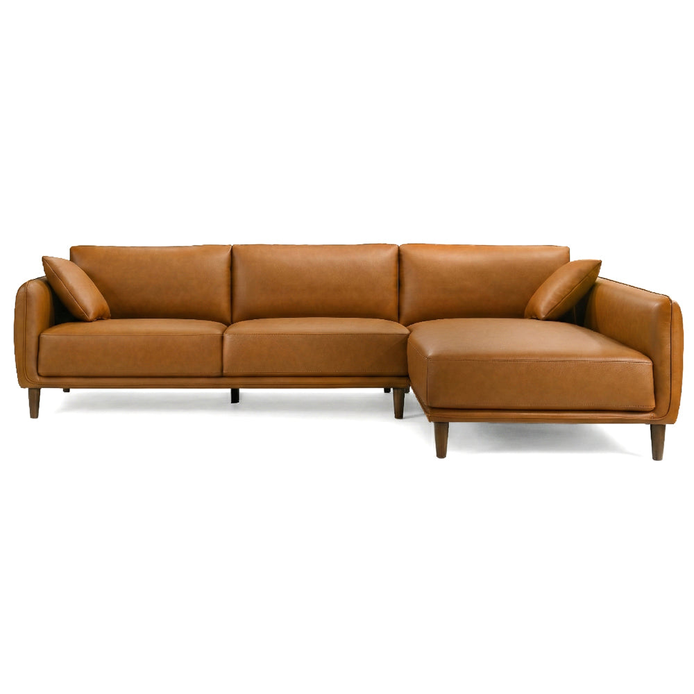 Draper Sectional Right - Cognac Vegan Leather - MidinMod