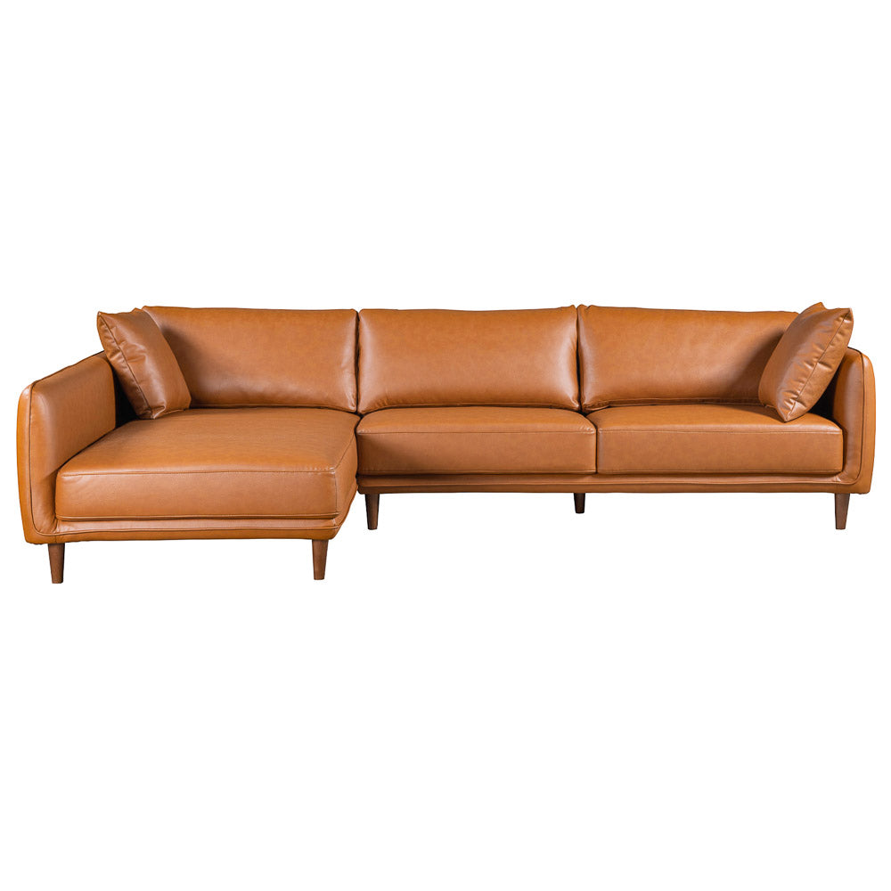 Draper Sectional Left - Cognac Vegan Leather