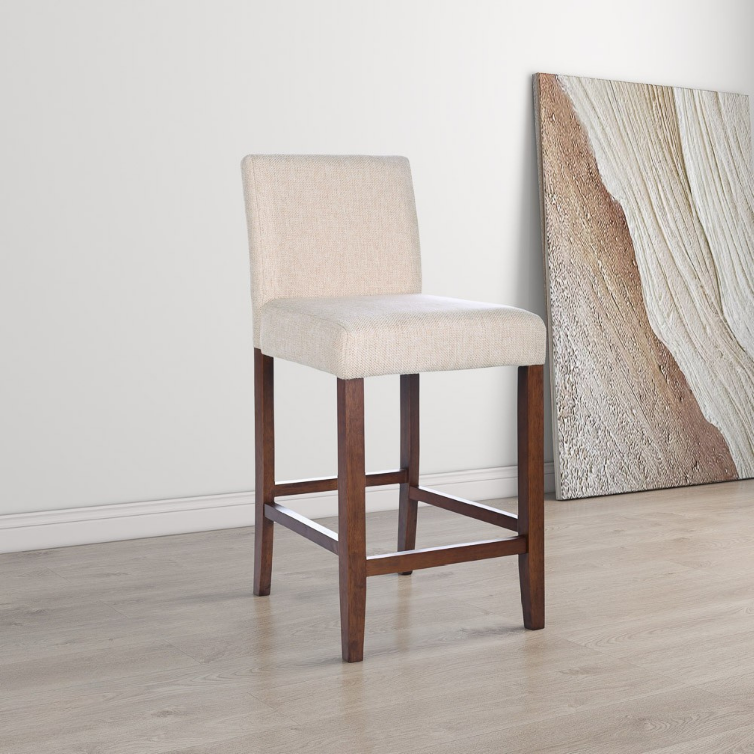 Dylan Beige Fabric Counter Chair Set of 2 - MidinMod