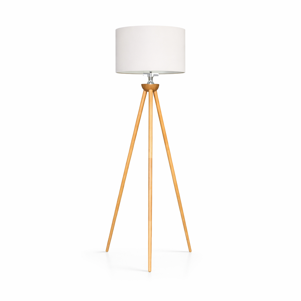 Eclipse Three Legged Wooden Strip Floor Lamp - Natural