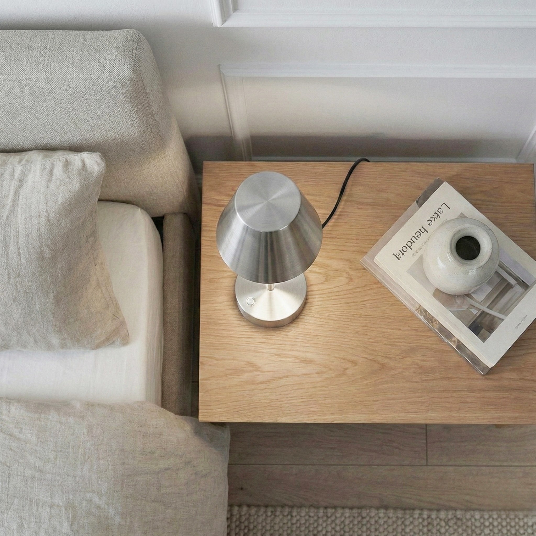 Elegance Rechargeable LED Table Lamp in Brushed Nickel | MidinMod