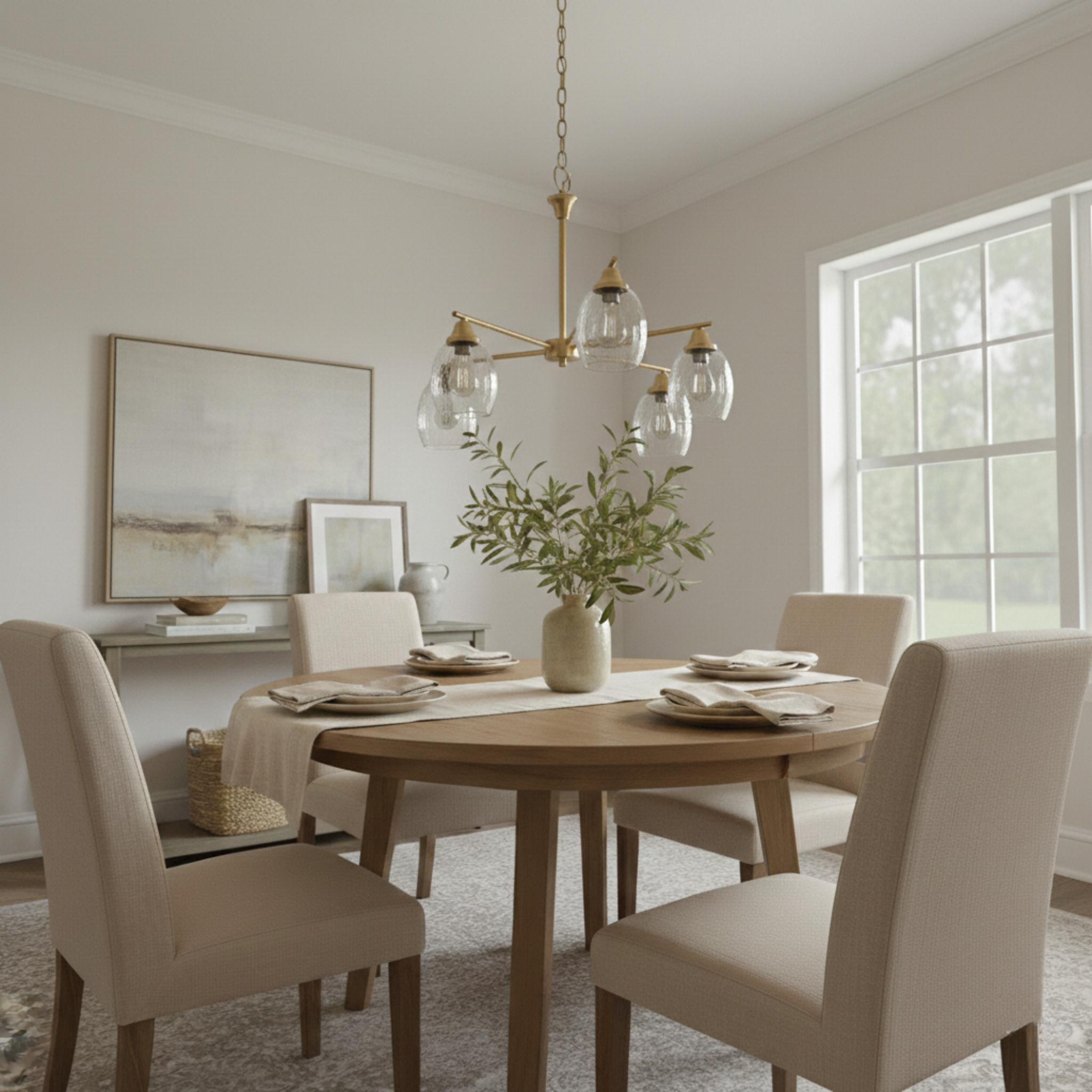 Elegance 5-Light Linear Chandelier | Golden Brass with Clear Water Glass | MidinMod