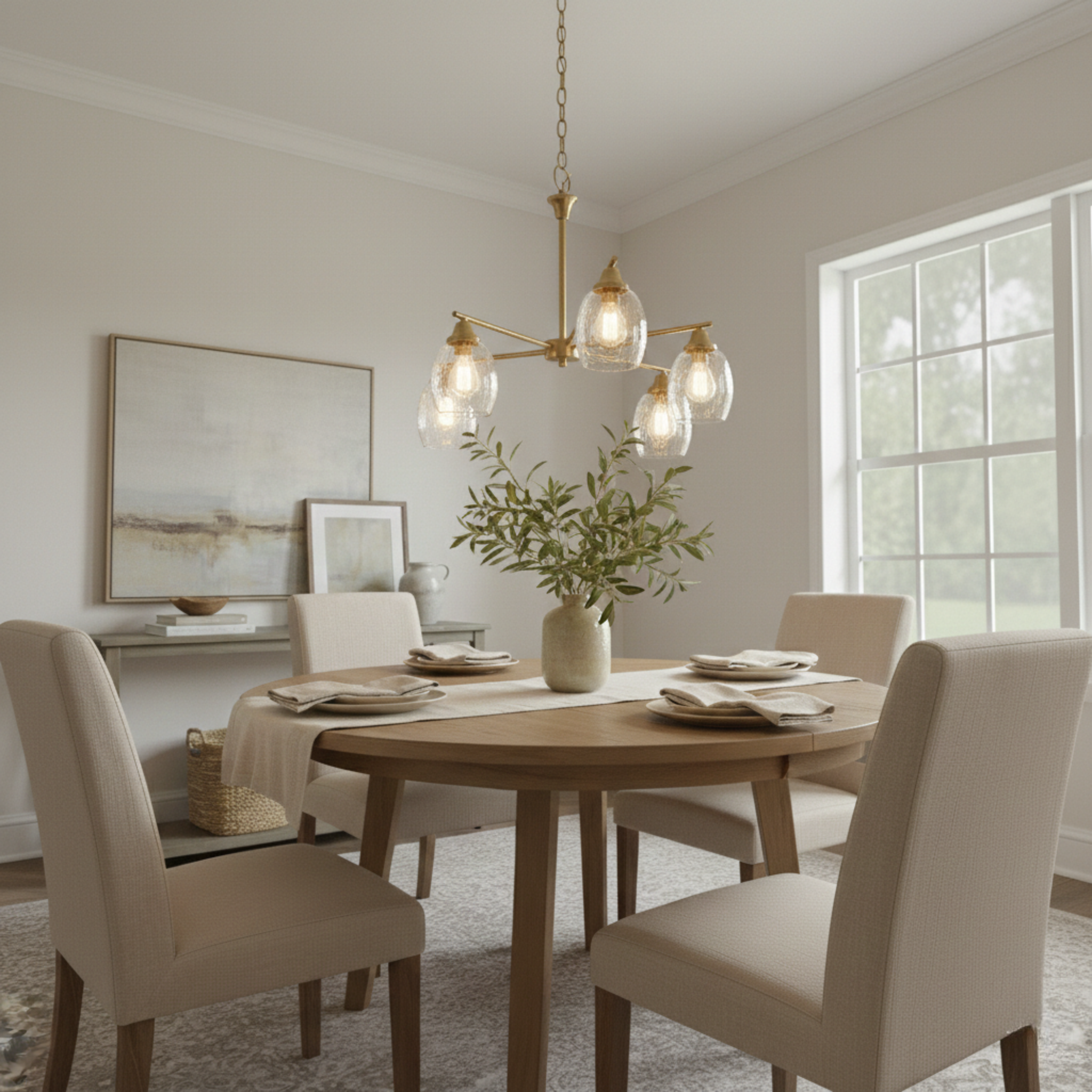 Elegance 5-Light Linear Chandelier | Golden Brass with Clear Water Glass | MidinMod