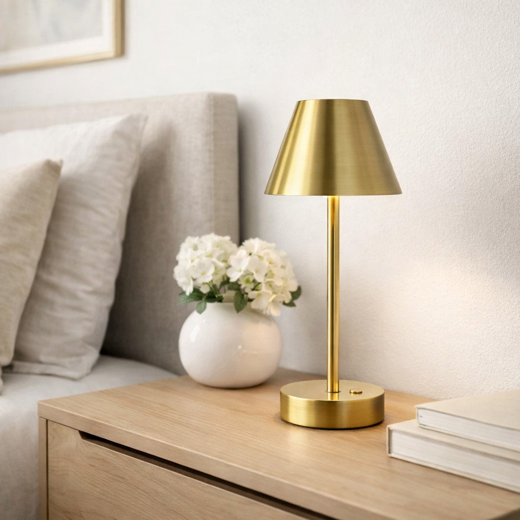 Elegance Rechargeable LED Table Lamp | Plated Brass & Touch Control | MidinMod