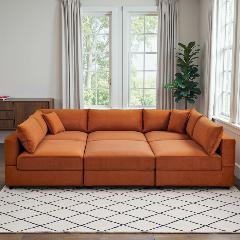 Eliot Velvet Mid-Century Modern Modular Sectional Sofa - MidinMod