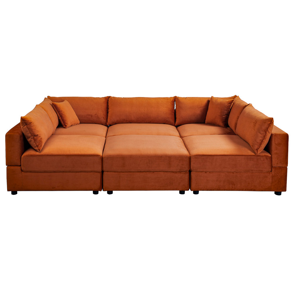 Eliot Burnt Orange Velvet Modular Sofa