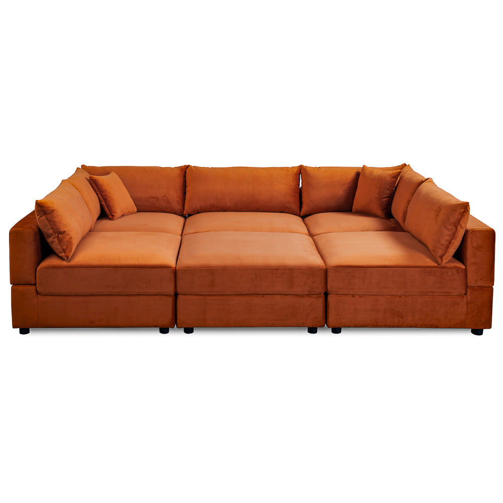 Eliot Velvet Mid-Century Modern Modular Sectional Sofa - MidinMod