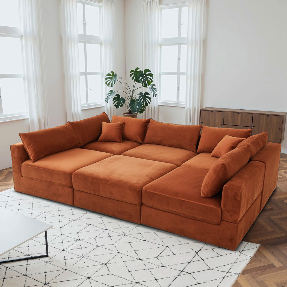 Eliot Velvet Mid-Century Modern Modular Sectional Sofa - MidinMod