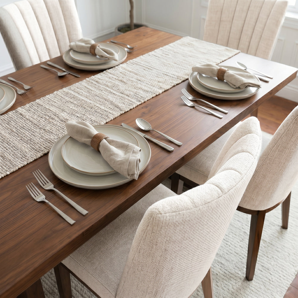 Elm Modern Beige Fabric Dining Chair Set | Mid-Century Comfort | MidinMod