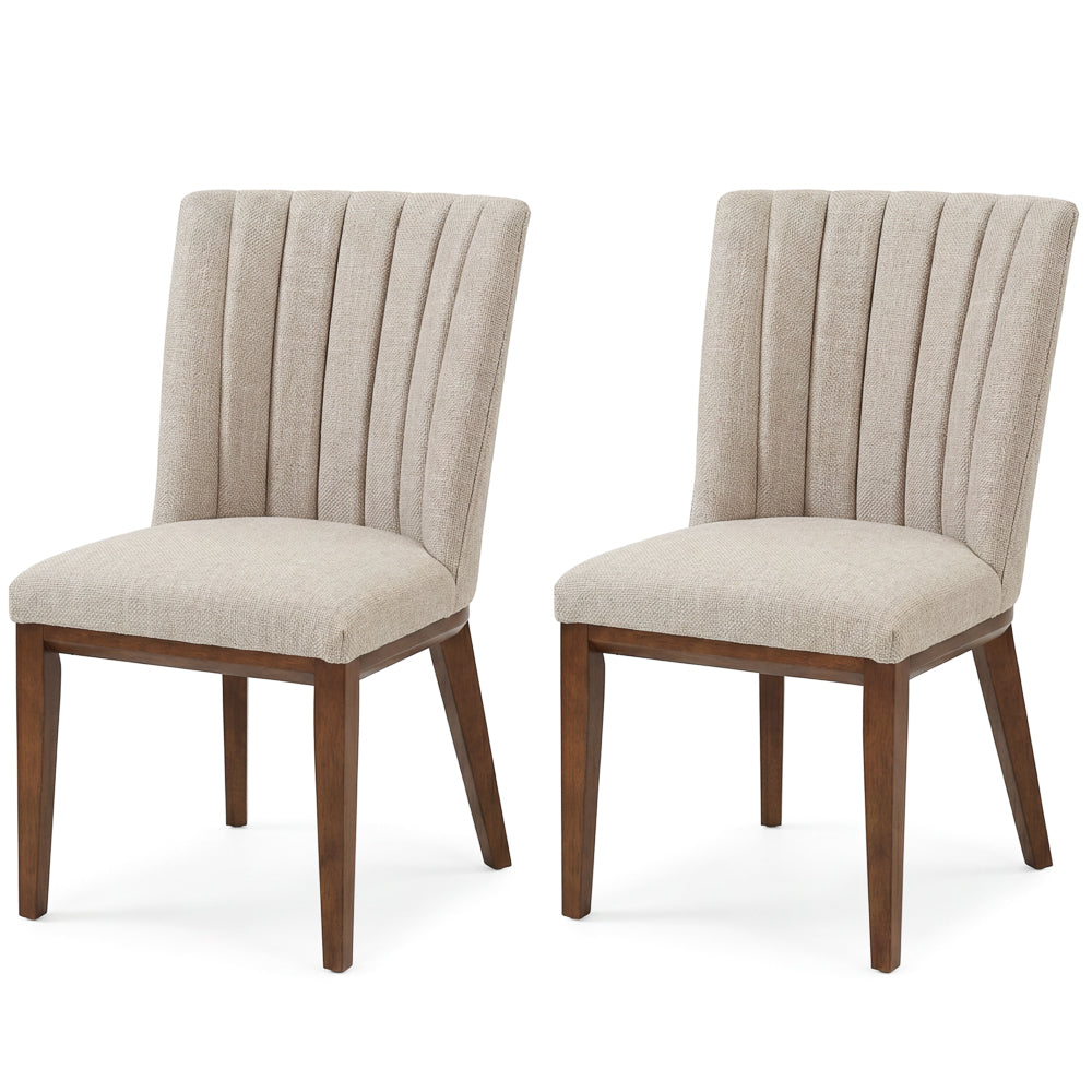 Elm Modern Beige Fabric Dining Chair Set | Mid-Century Comfort | MidinMod