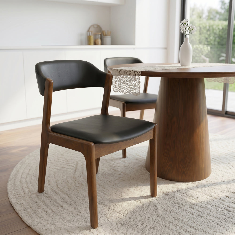 Elsa Black Leather Dining Chair | MidinMod