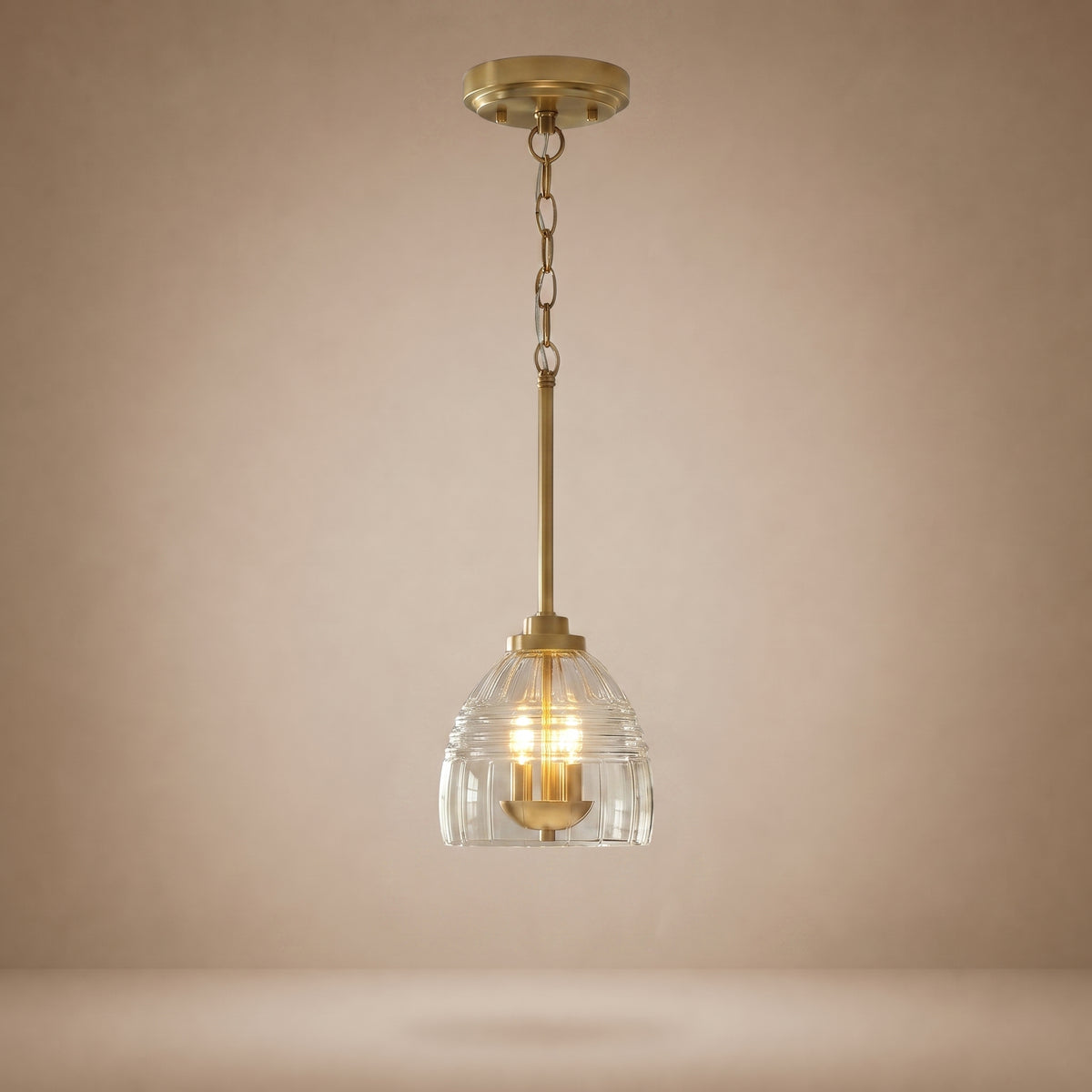 Ember 3-Light Candle Chain Pendant | Satin Brass with Clear Glass | MidinMod