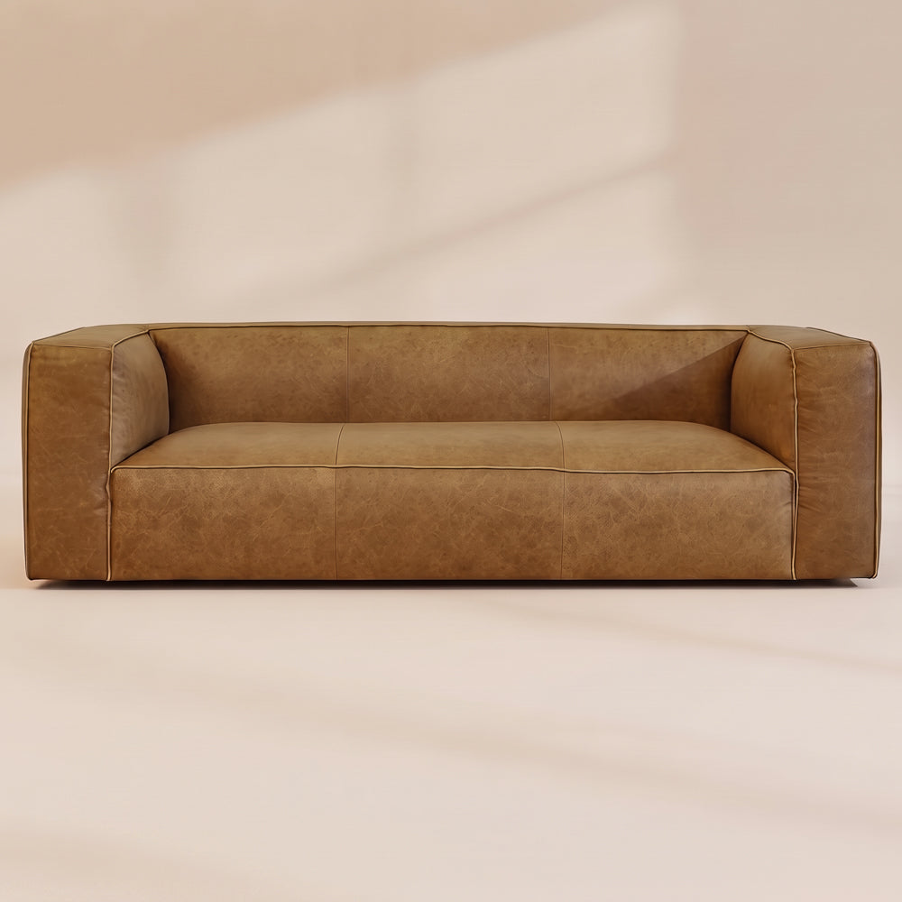 Emerson Genuine Leather Rectangular Sofa | Top-Grain Leather & Solid Wood Frame | MidinMod