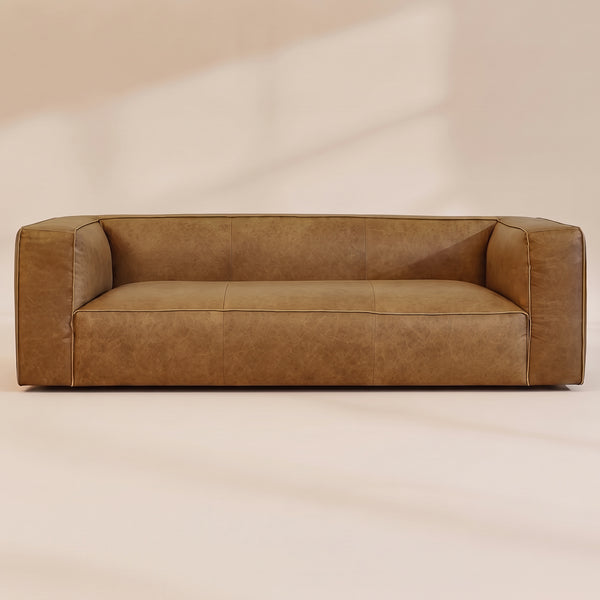 Emerson Genuine Leather Rectangular Sofa | Top-Grain Leather & Solid Wood Frame | MidinMod