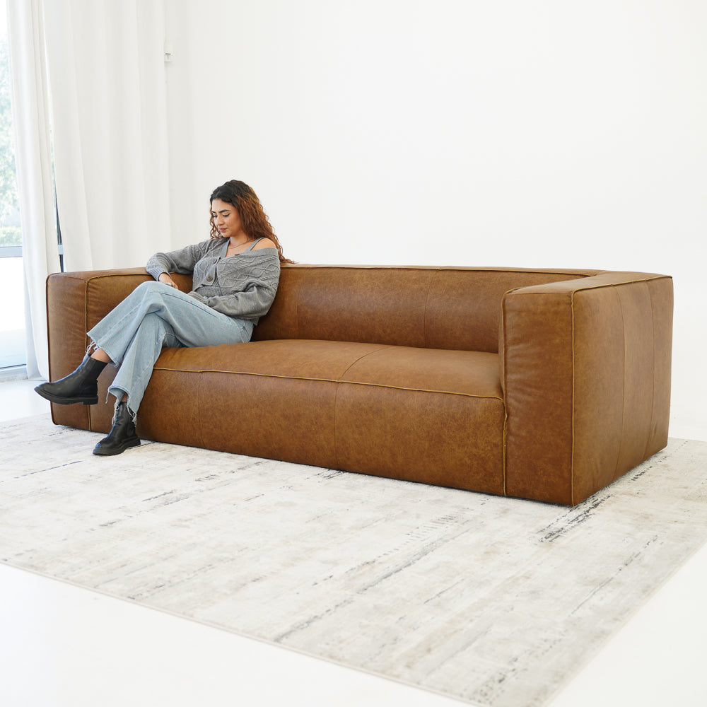 Emerson Tan Leather Sofa