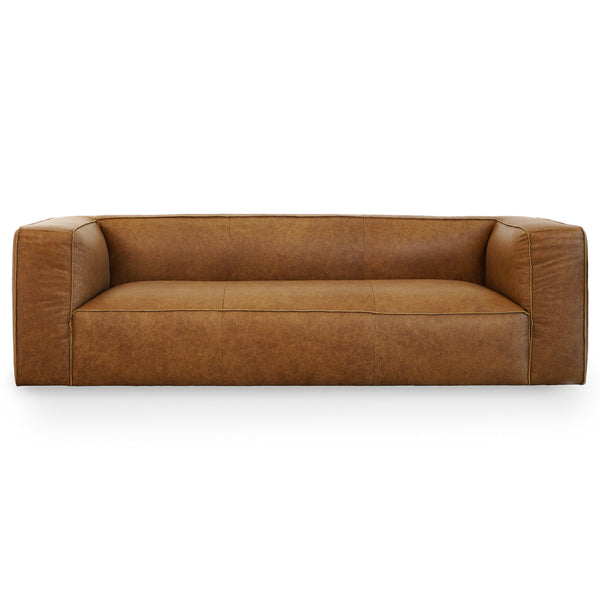 Emerson Tan Leather Sofa - MidinModd