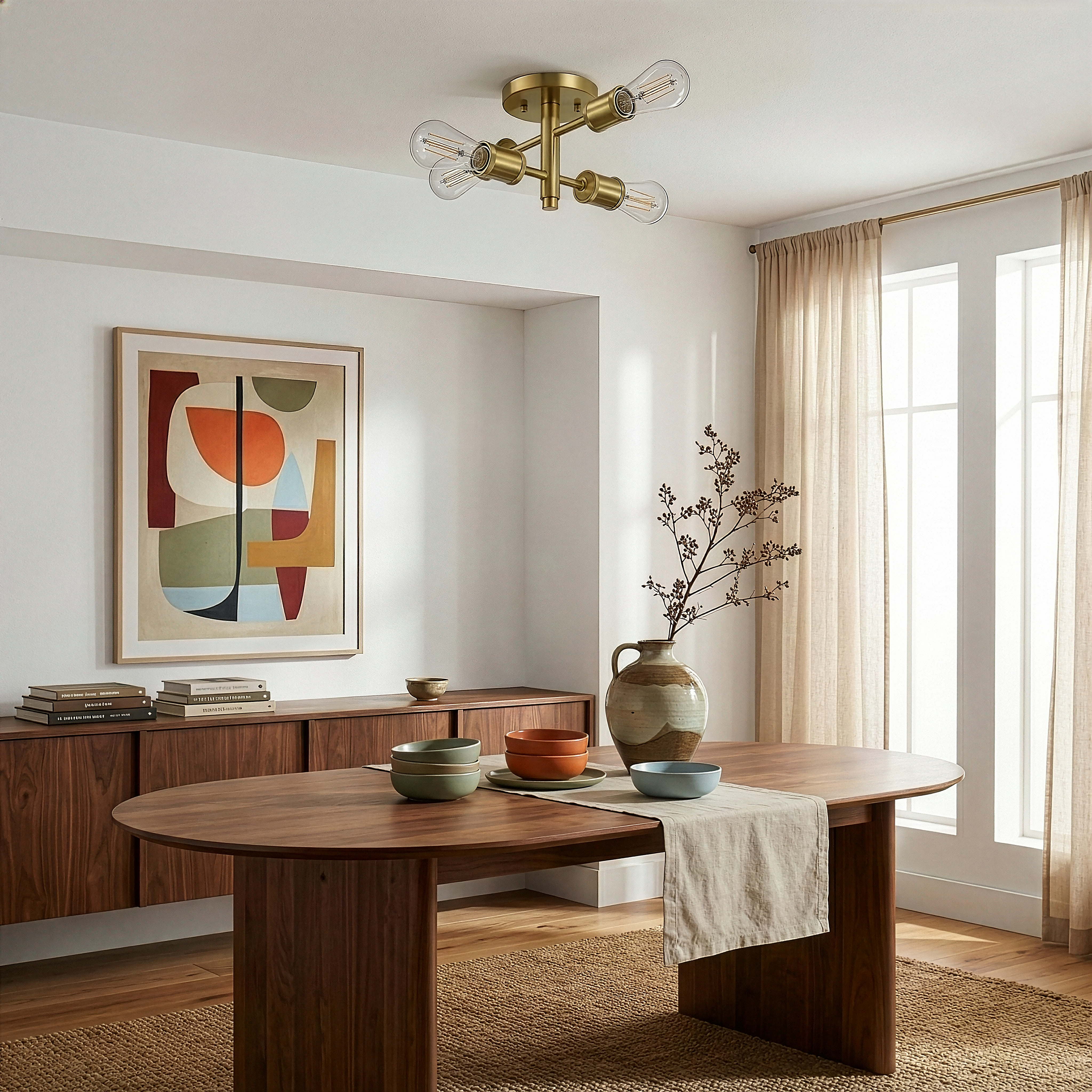 Ephemeral 4-Light Semi Flush Mount Retro Ceiling Pendant | MidinMod