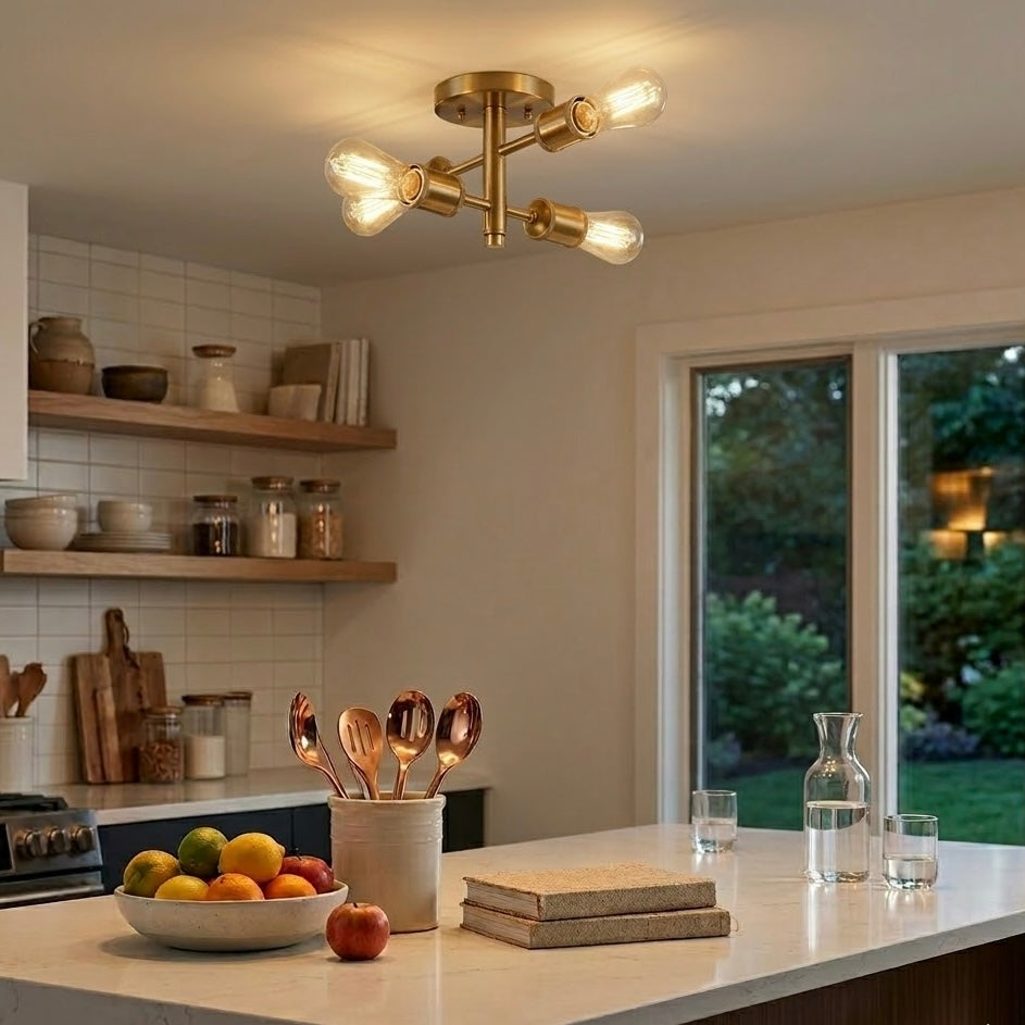 Ephemeral 4-Light Semi Flush Mount Retro Ceiling Pendant | MidinMod