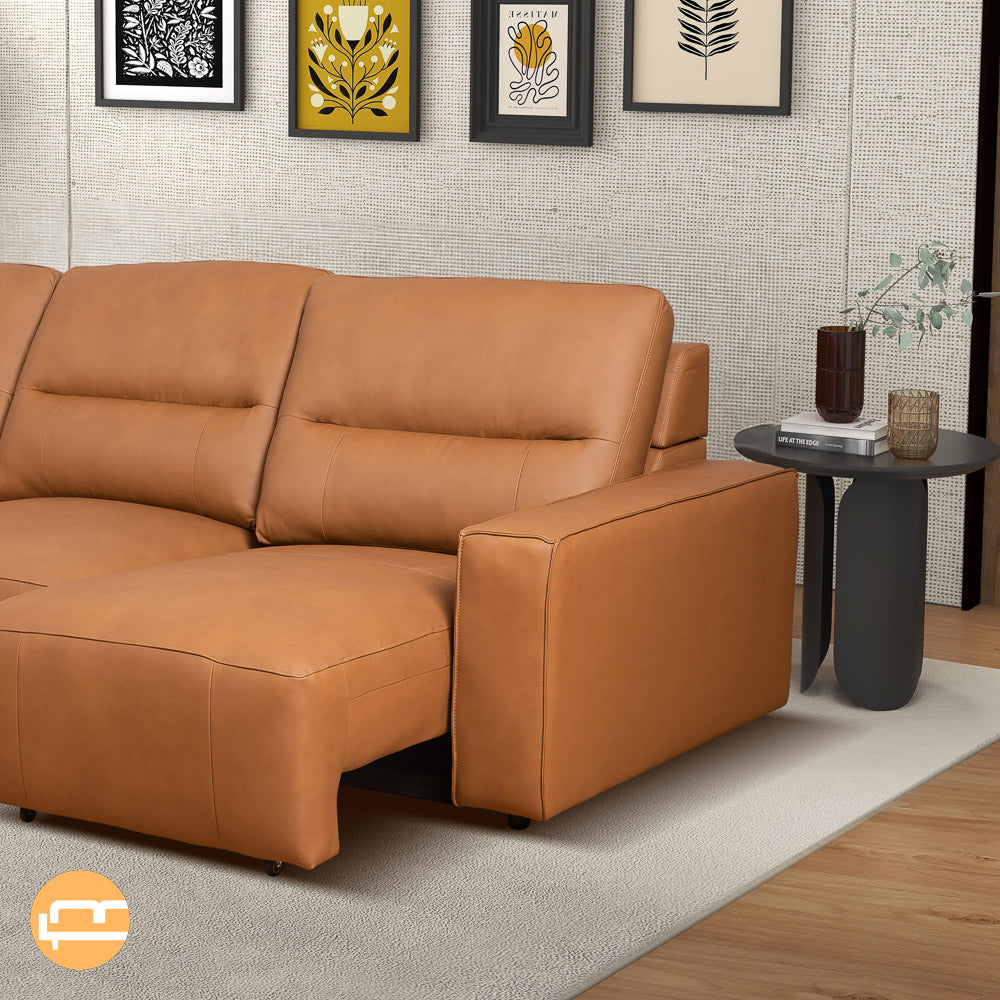 Eureka Triple PWR Slider Sofa - Cognac Leather