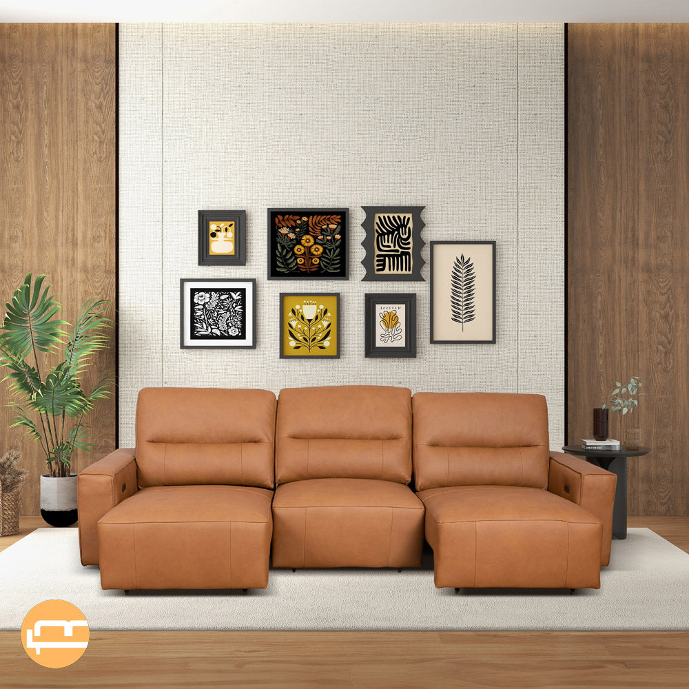 Eureka Triple PWR Slider Sofa - Cognac Leather