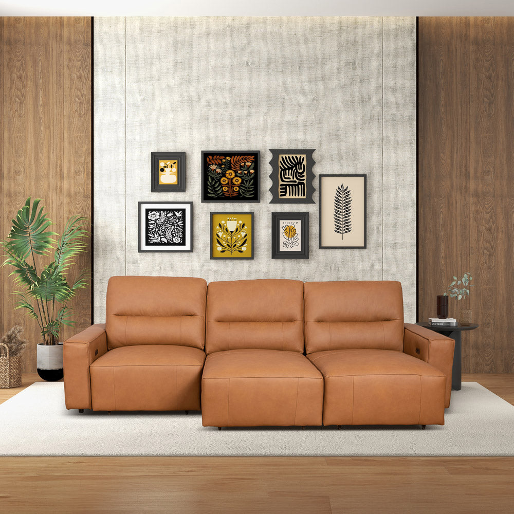 Eureka Triple PWR Slider Sofa - Cognac Leather