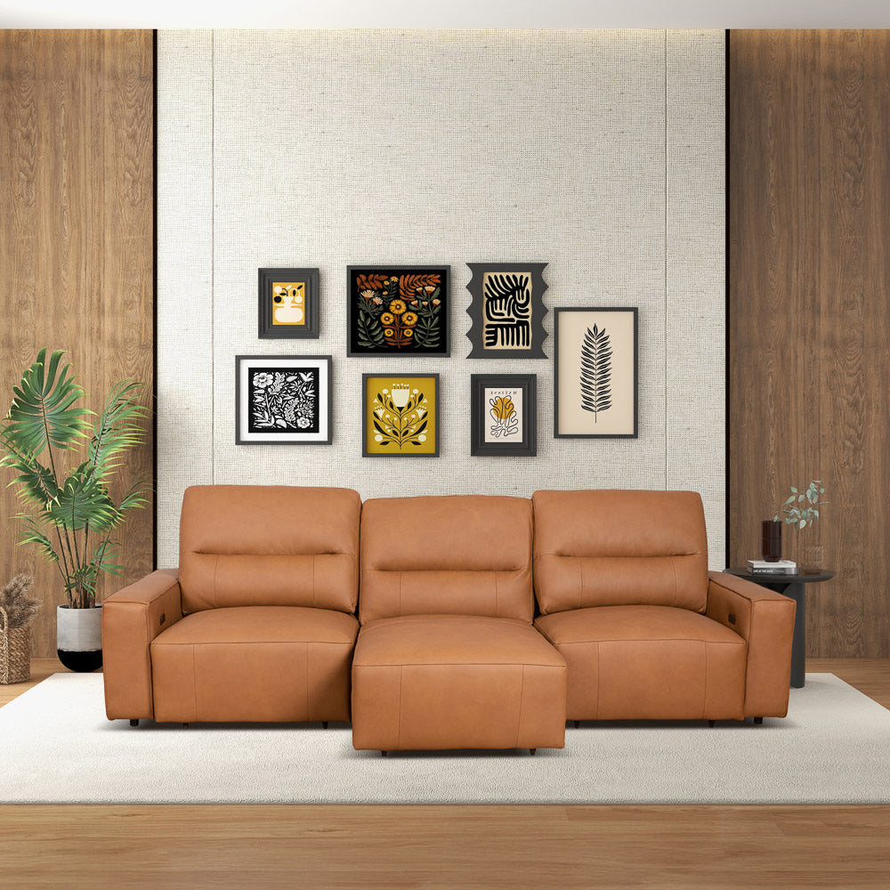 Eureka Triple PWR Slider Sofa - Cognac Leather