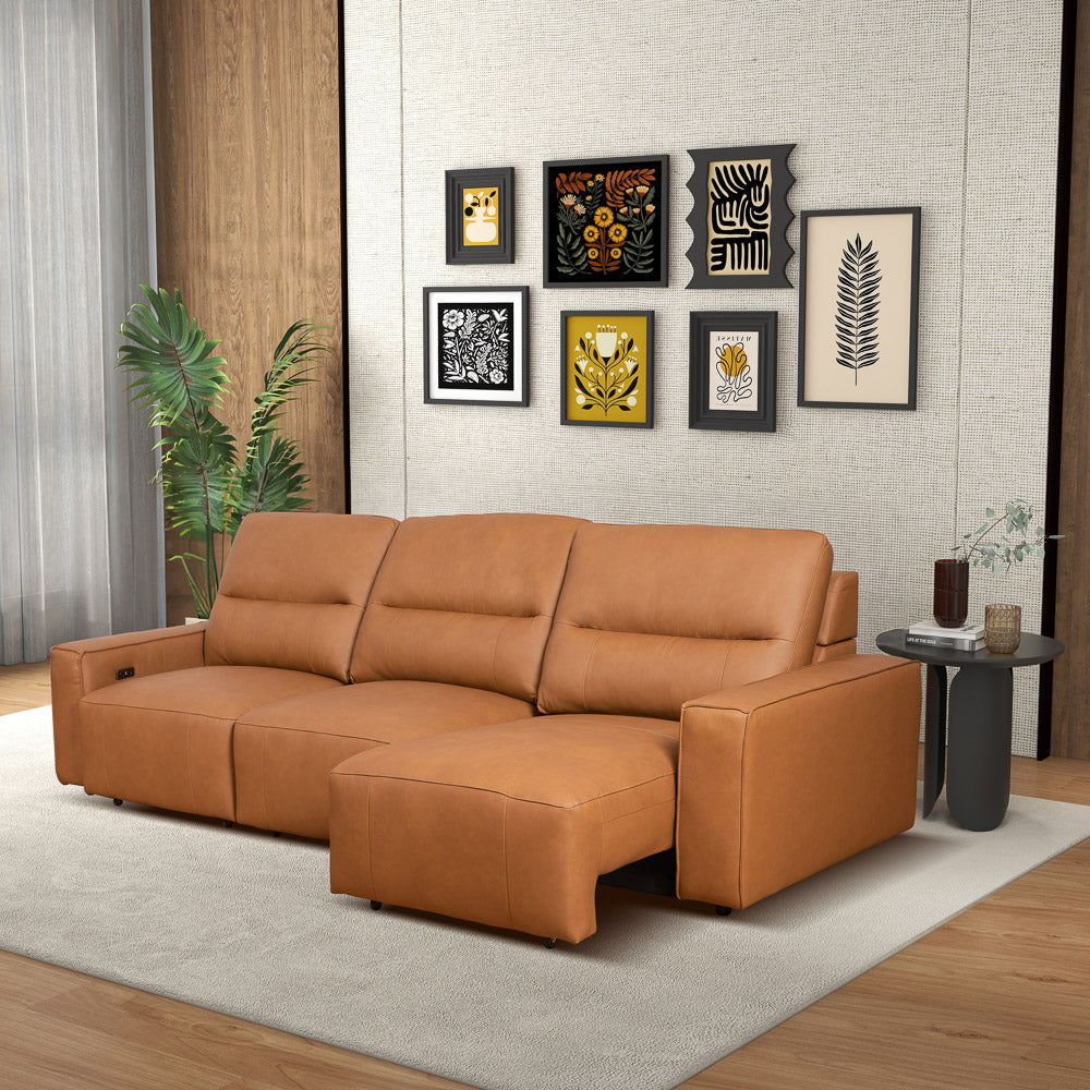 Eureka Triple PWR Slider Sofa - Cognac Leather