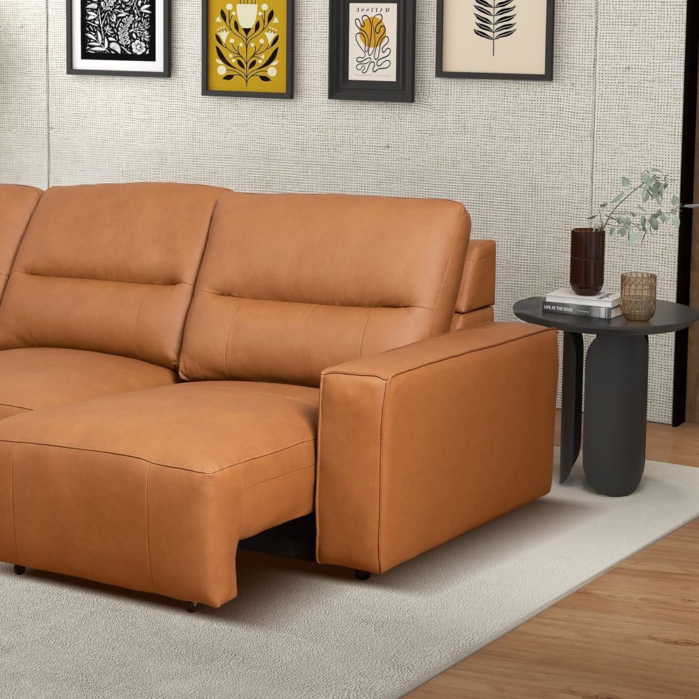 Eureka Triple PWR Slider Sofa - Cognac Leather