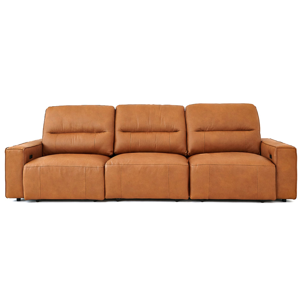 Eureka PWR Slider Sofa Bed | Genuine Top-Grain Cognac Leather & Electric Power Mechanism | MidinMod