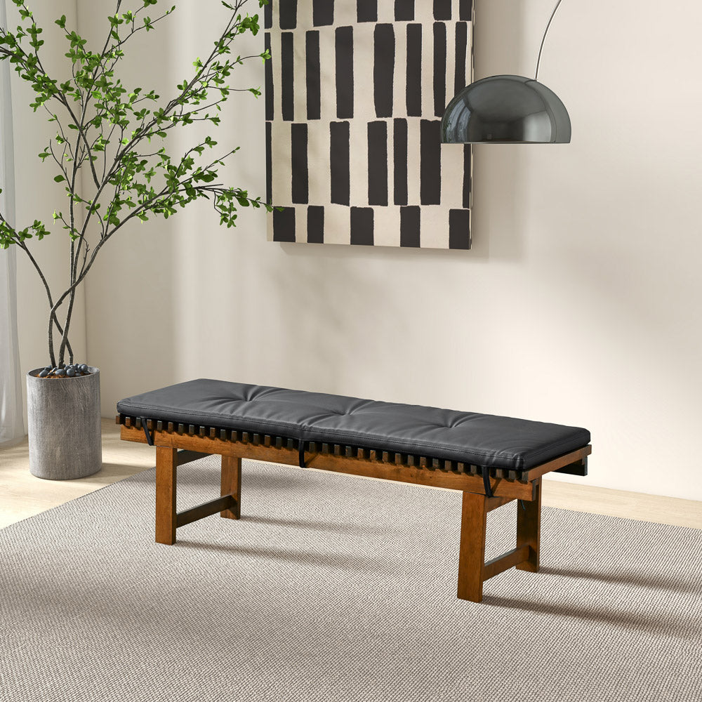 Evans Mid-Century Modern Vegan Leather Bench | Tufted Modern Seating | MidinMod