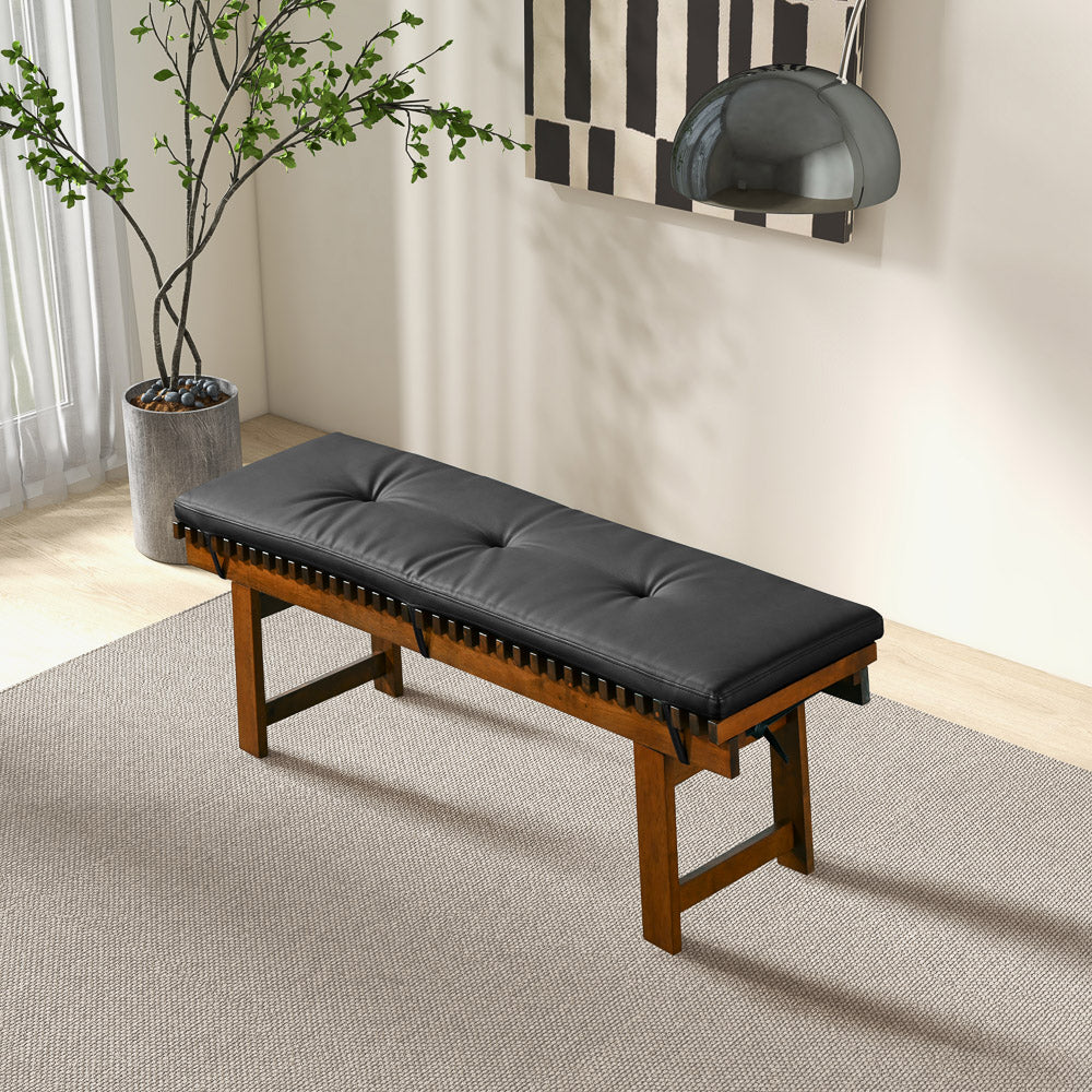 Evans Black Leather Bench | MidinMod |