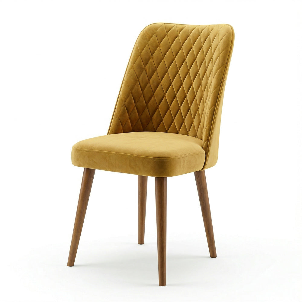 Evette Mid-Century Modern Gold Velvet Dining Chairs | Set of 2 | MidinMod