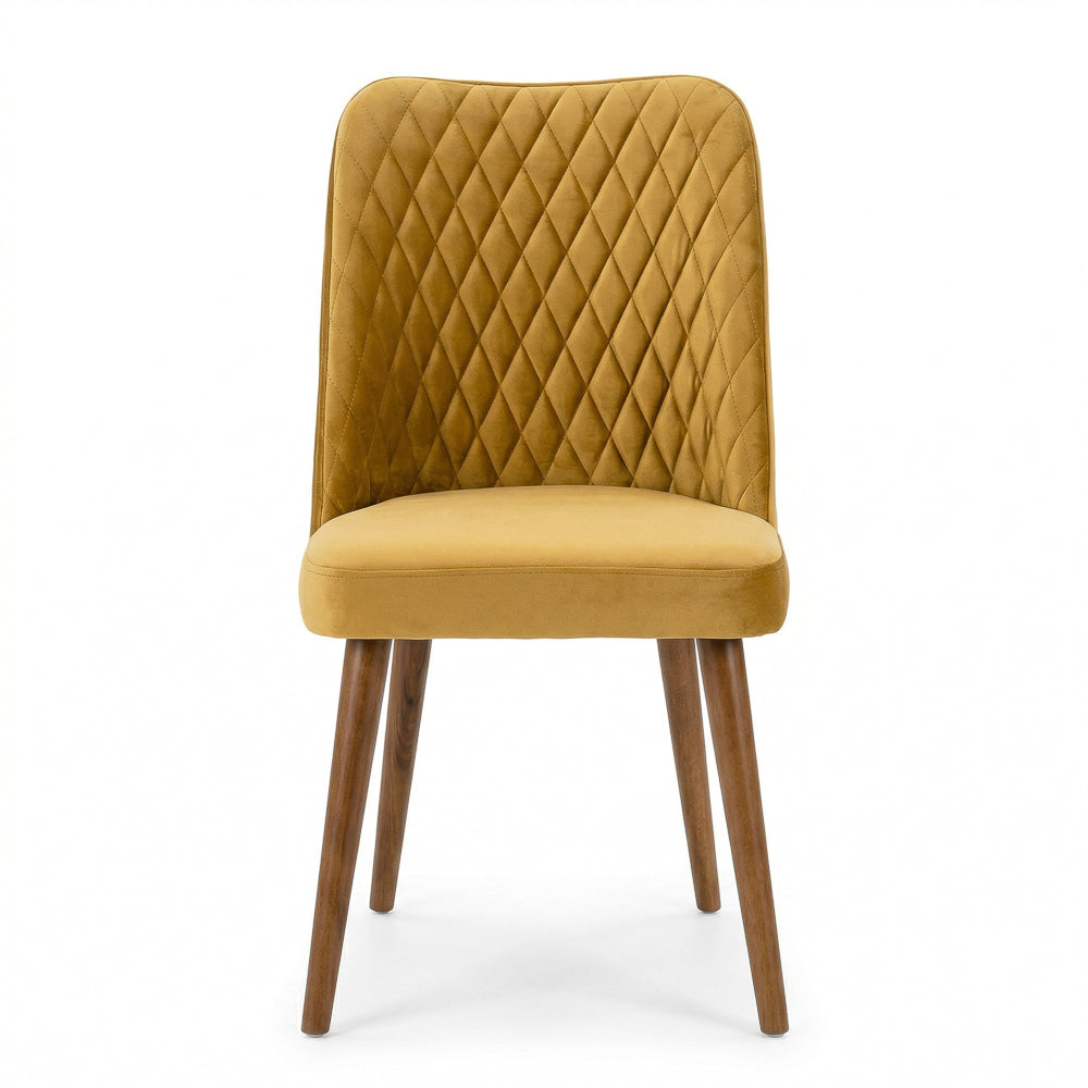 Evette Mid-Century Modern Gold Velvet Dining Chairs | Set of 2 | MidinMod