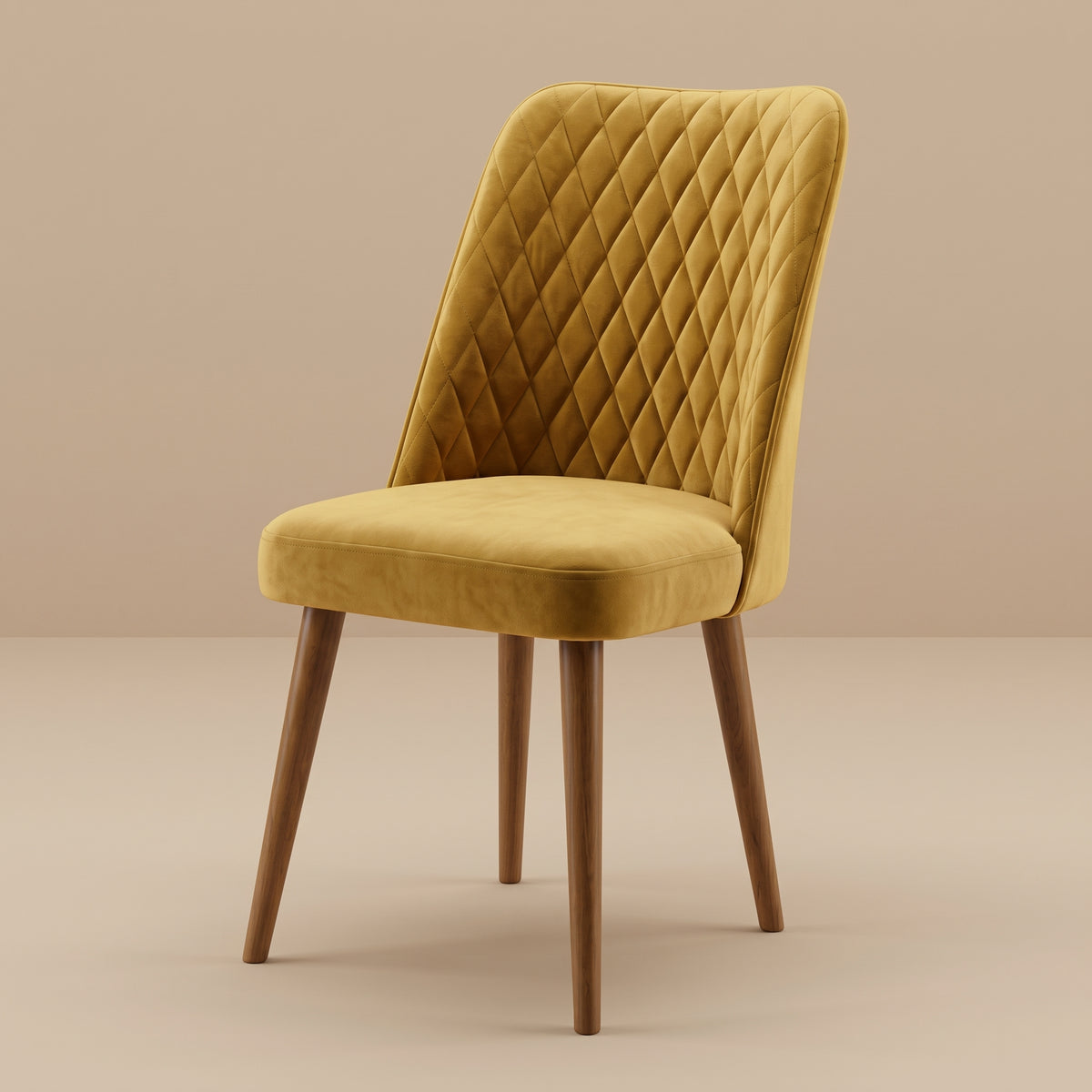 Evette Mid Century Modern Gold Velvet Dining Chair - Set of 2