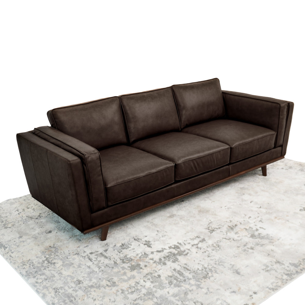 Ferre Campari Brown Leather Sofa - MidinMod