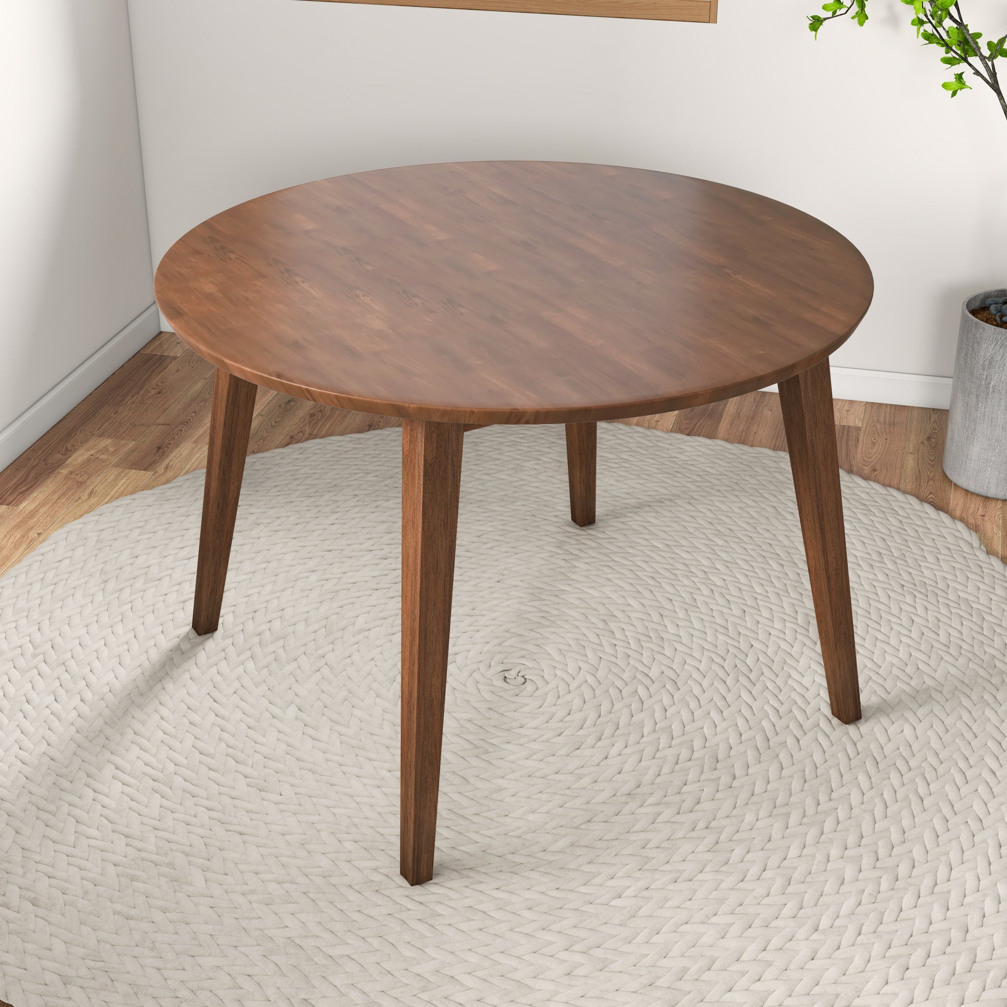 Fiona Round Walnut Dining Table | Mid-Century Modern Eucalyptus Wood Kitchen Table | MidinMod