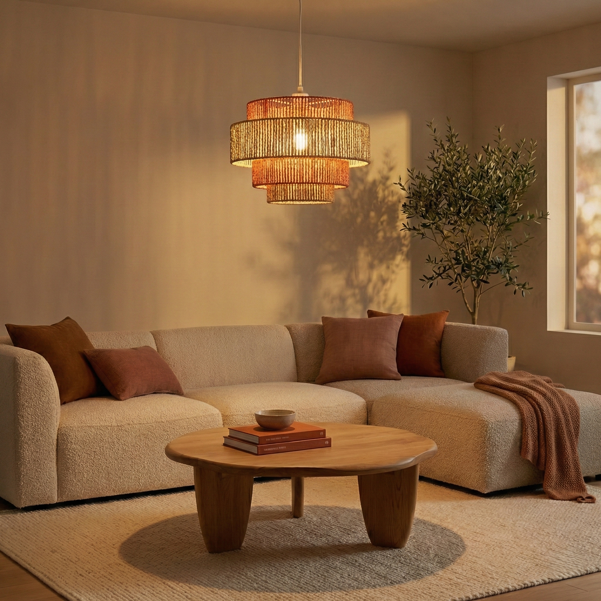 Flare Paper String Pendant Lamp | White, Natural, and Terracotta Weave | MidinMod