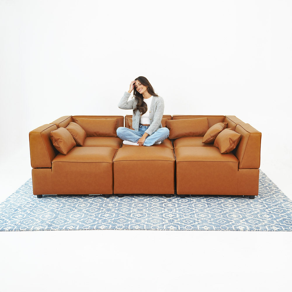 Floyd Cognac Vegan Leather Modular Sofa